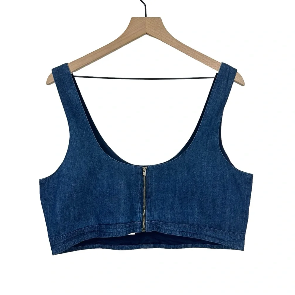 Banana Republic Denim Corset Crop Top Size 14 Western Rodeo Cowgirl Ranch - Picture 4 of 8